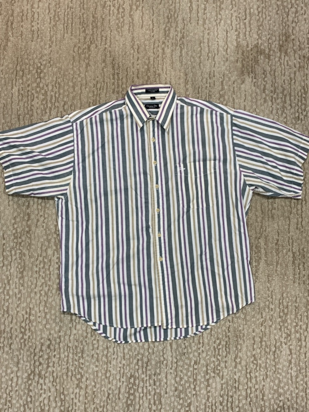 Dior Multicolor Vertical Stripe Short-Sleeve Button-Down Shirt (381)